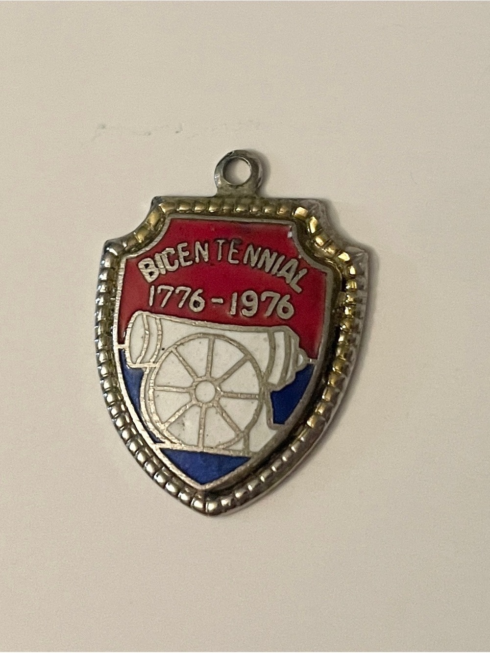 Vintage Sterling Silver USA Bicentennial 1776-1976 Enamel Shield Charm